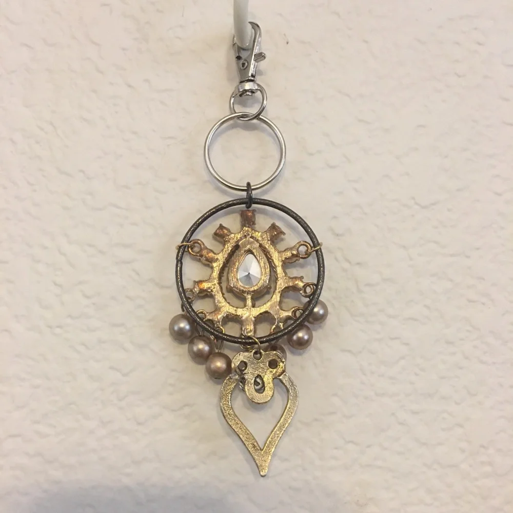 Vintage repurpose salvaged estate gem keychain